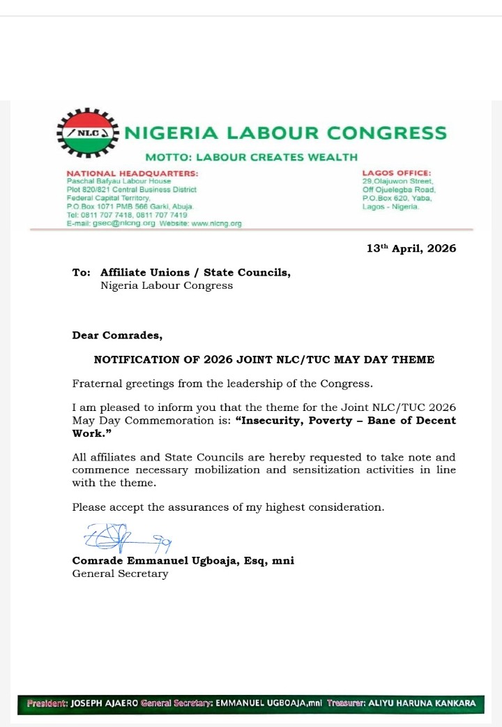 Notification of the May Day 2026 Theme 